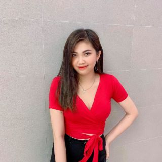 Áo tay ngắn đắp chéo
