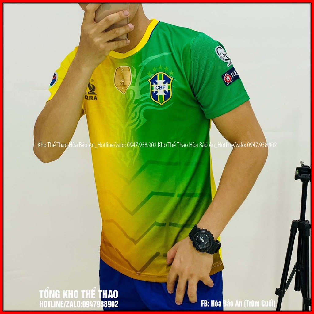 Áo Brazil Euro 2022, Bộ quần áo tuyển Brazil Euro 2022 vải dệt kim cao cấp mới nhất