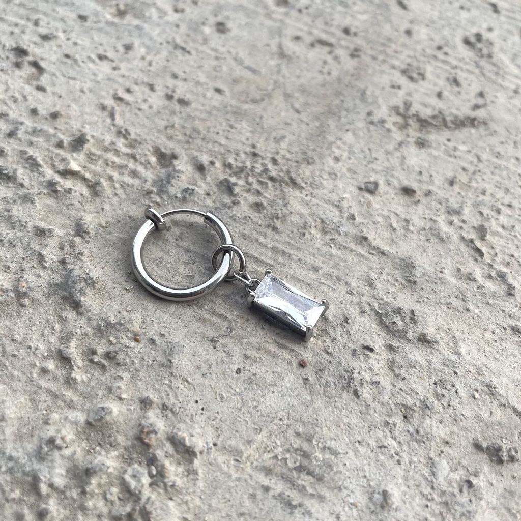 Bông tai hình thánh giá đính đá zircon phong cách hip hop cá tính cho nam và nữ