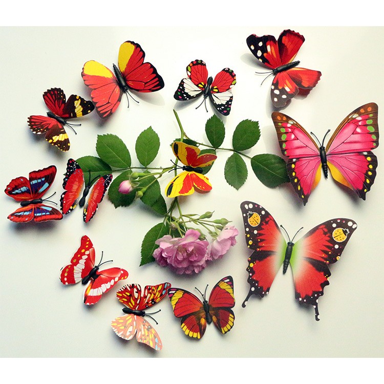 Bộ 12 bướm nam châm 3D (bướm cánh 1 tầng)