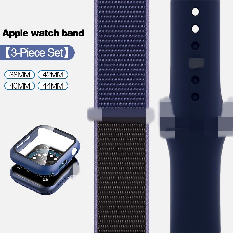 Set 3 Dây Đeo Bằng Silicon + Nylon Cho Đồng Hồ Thông Minh Apple Watch 45mm 41mm 38mm 42mm 44mm 40mm Series 7/6/SE/5/4/3/2/1