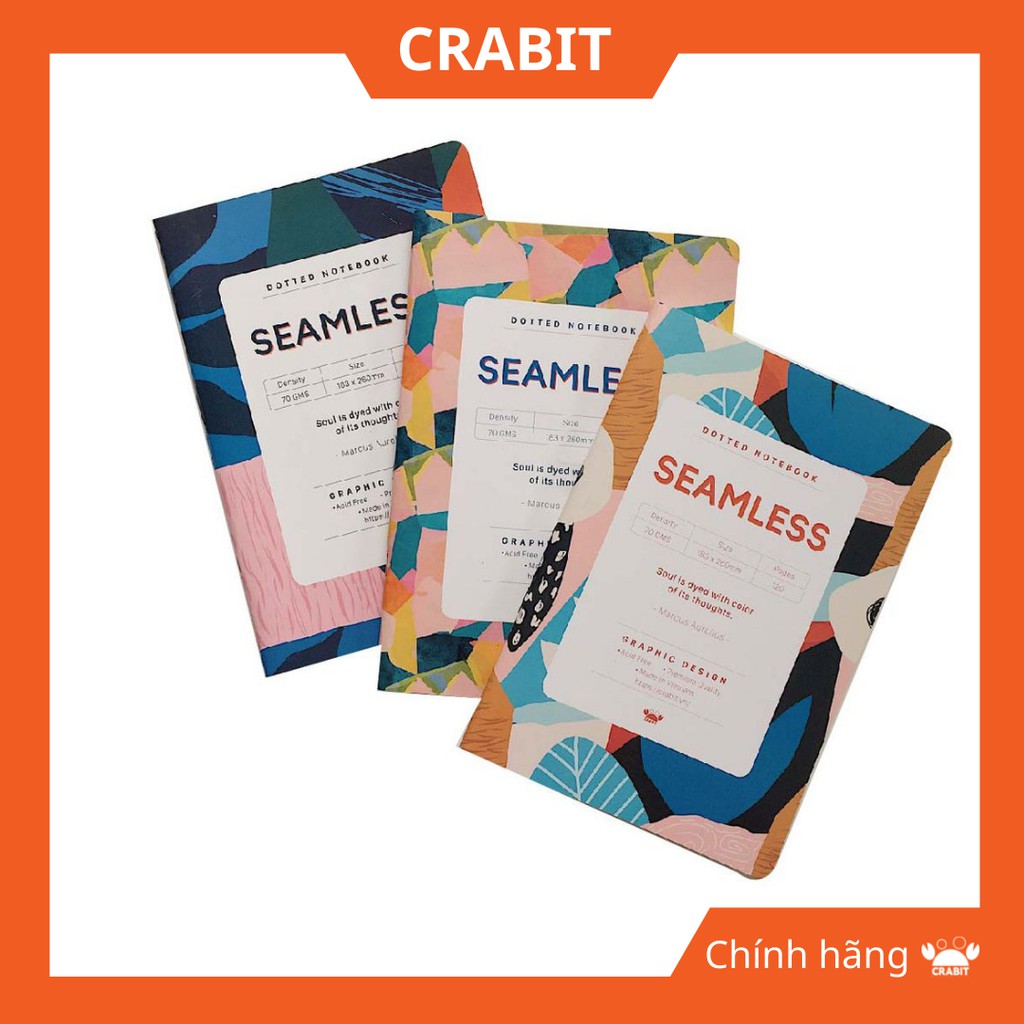 Combo 6 vở kẻ dot Crabit Seamless - 120 trang Chính Hãng Crabit