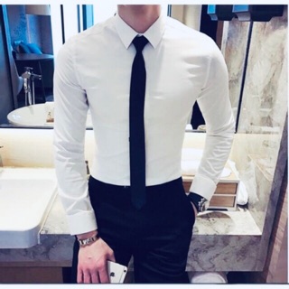 ÁO SƠ MI NAM TRƠN TAY DÀI CỔ BẺ CÔNG SỞ( loại 1)