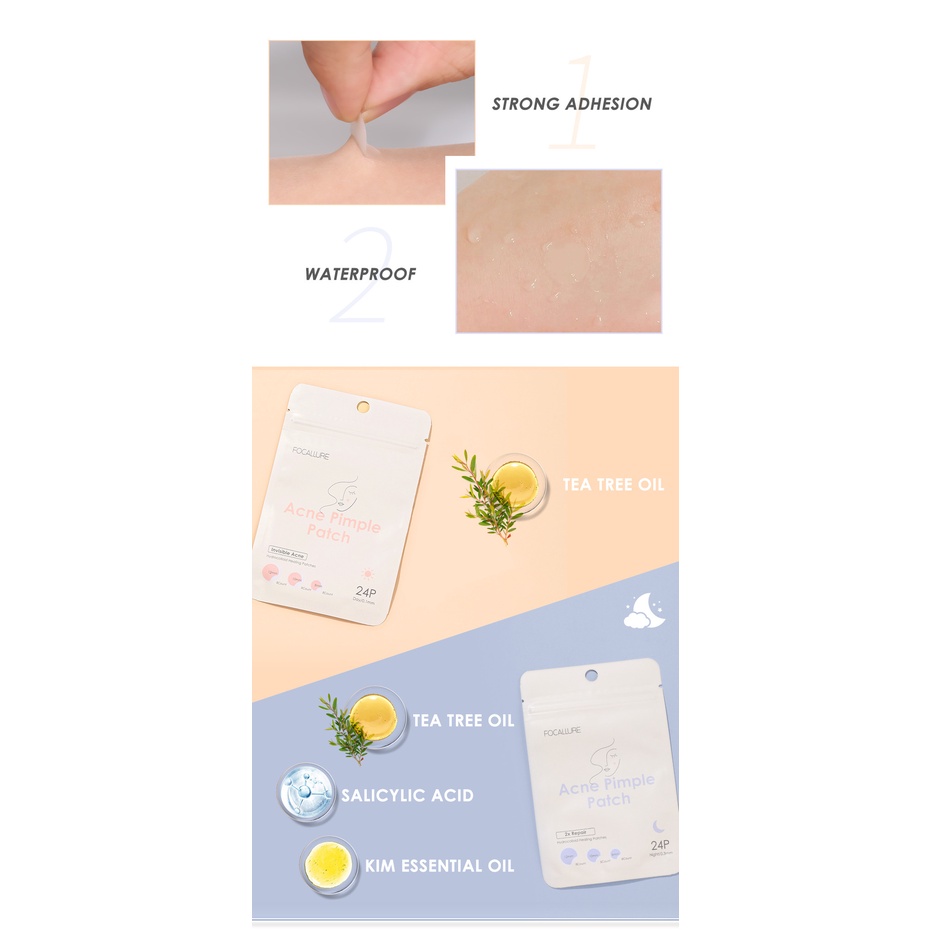 Miếng Dán Xẹp Mụn Sưng Đỏ, Đẩy Cồi Mụn FOCALLURE Acne Pimple Patch 24P | FA-186 Nội Địa Trung