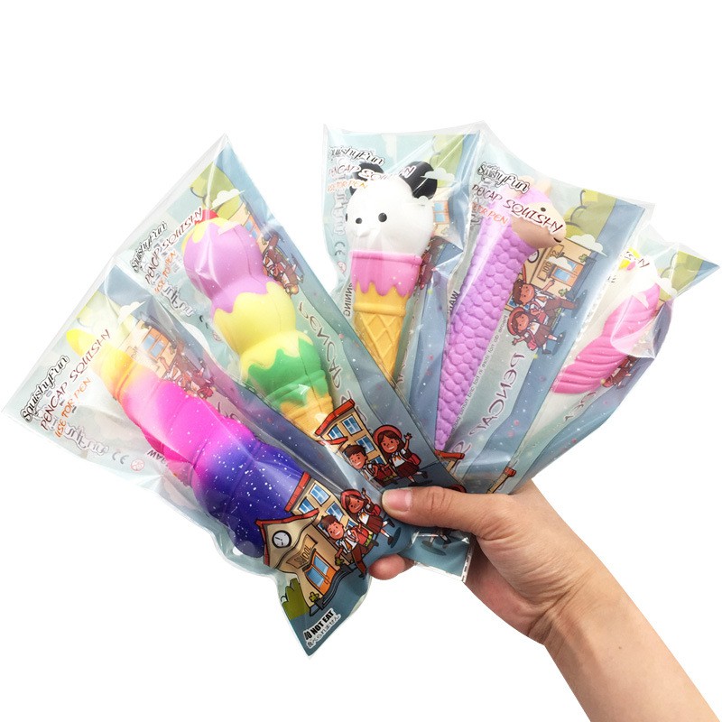 Squishy thú dài bút bi 16cm siêu mềm có ngòi bút viết