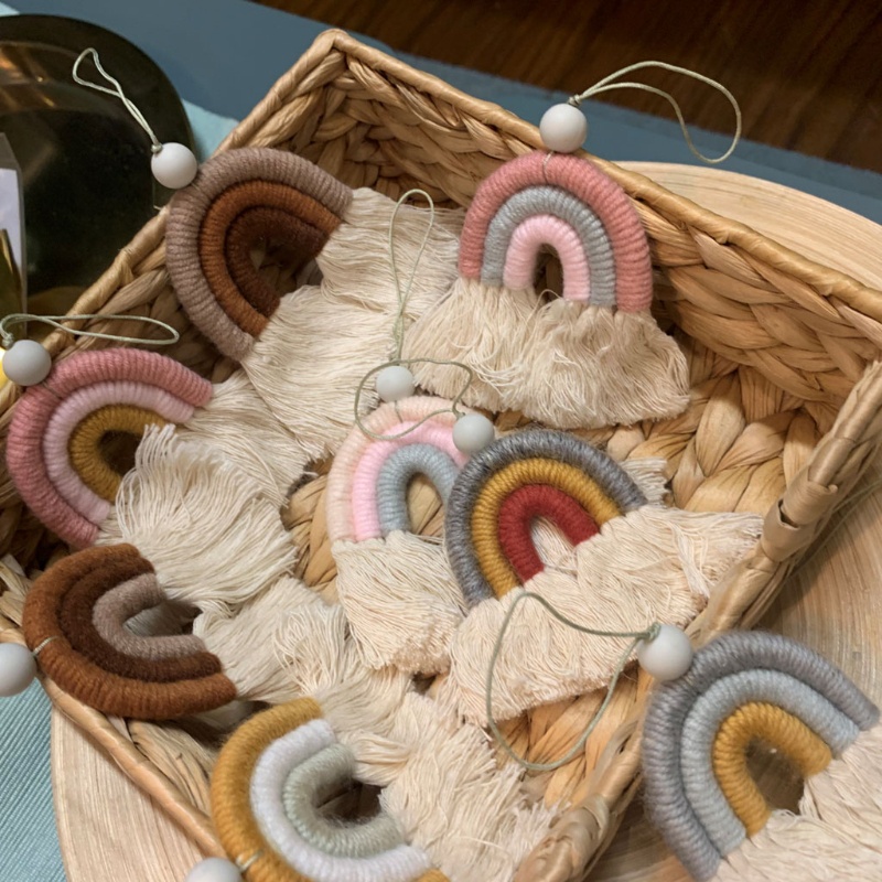 Dây Đeo Điện Thoại Bằng Cotton Thủ Công Màu Cầu Vồng