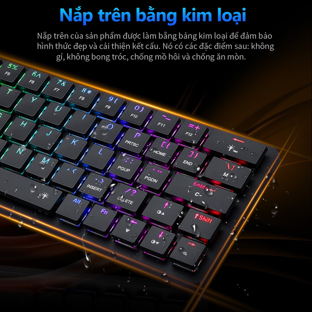 Bàn phím cơ không dây REDRAGON siêu mỏng redragon elise pro k624p rgb kết nối bluetooth 2.4g gồm 63 phím