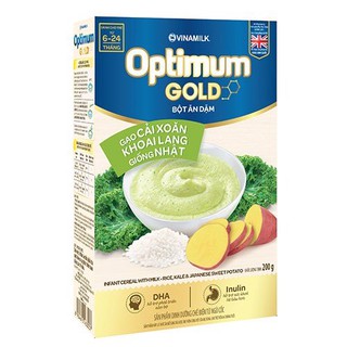 Bột ăn dặm Optimum Gold Gạo cải xoăn khoai lang giống Nhật – hộp giấy 200g