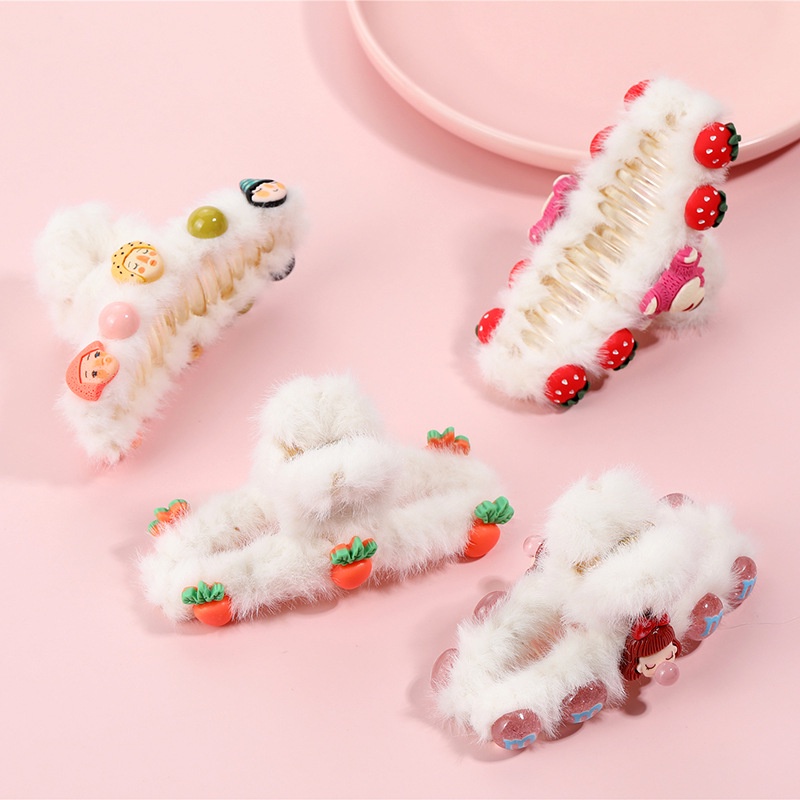Kẹp tóc càng cua lông mềm nhiều hình ngộ nghĩnh dễ thương cute hạt me, Lémi accessories