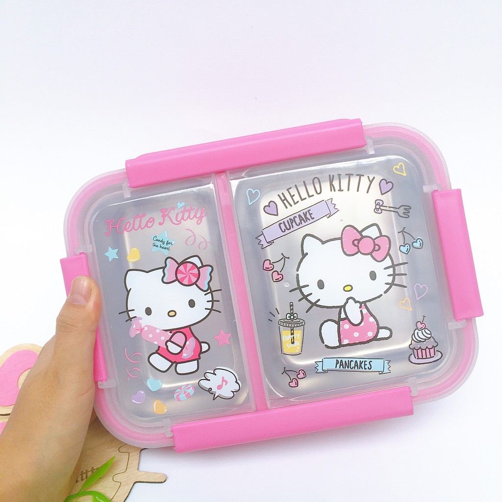 Hộp đựng thức ăn 2 ngăn giữ nhiệt Hello Kitty