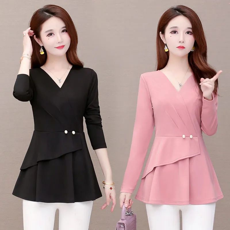 Áo Tay Dài Cổ Chữ V Màu Sắc Thanh Lịch
