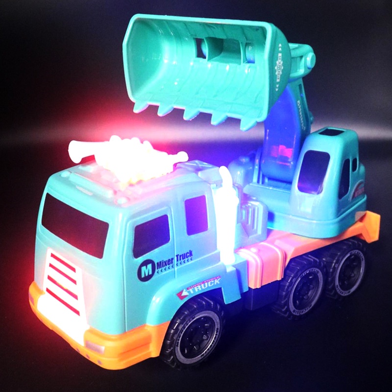 Xe cẩu phát nhạc và đèn LED giúp trẻ phát triển tư duy, máy xúc đồ chơi cho bé xoay 360 độ tự động tránh vật cản