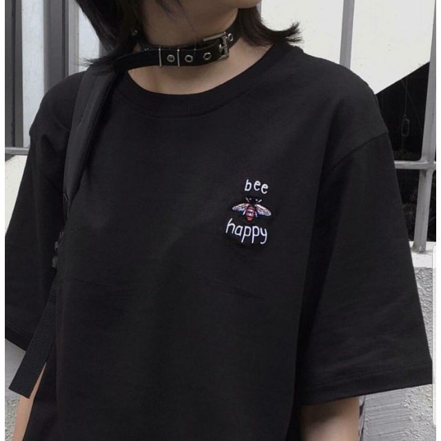 Áo Thun Tay Lỡ Thêu BEE HAPPY Tee Unisex