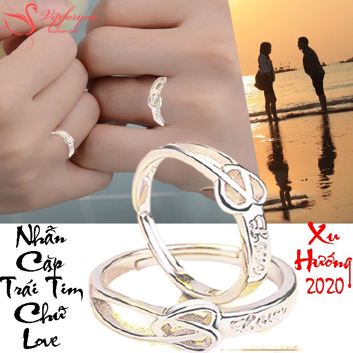 Nhẫn Cặp Đôi Thời Trang Bạc 925 Chữ Love Lãng Mạn Cho Tình Nhân - số lượng 02 chiếc - (tặng hộp đựng nhẫn cực xinh)