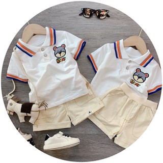 Bộ Gấu Bear Cổ Kẻ Cho Bé Trai