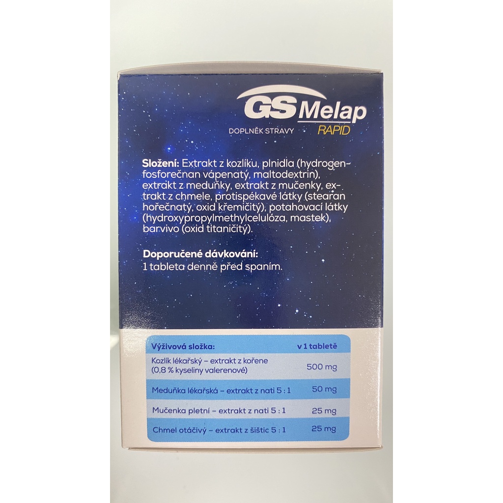 GS Melap Rapid - Hỗ trợ ngủ ngon ,ngủ sâu giấc (Lọ 20 viên) - Cộng Hoà Séc