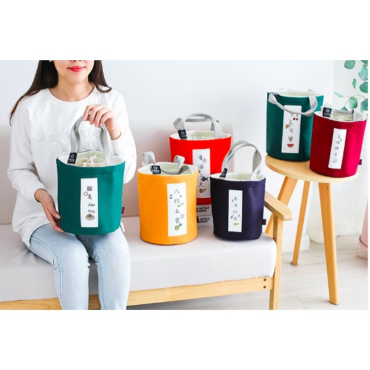 Túi đựng cơm giữ nhiệt cao cấp Bailing - 4 lớp- lót nhôm-vải dày- đóng mở bằng dây rút