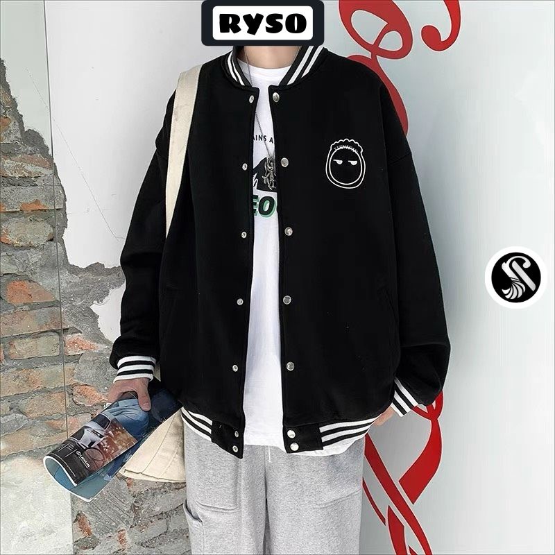 Áo Khoác Bomber Nỉ Thêu Mặt Cười Bông Form Rộng Dày Dặn Dành Cho Nam Nữ Unisex nhiều mẫu