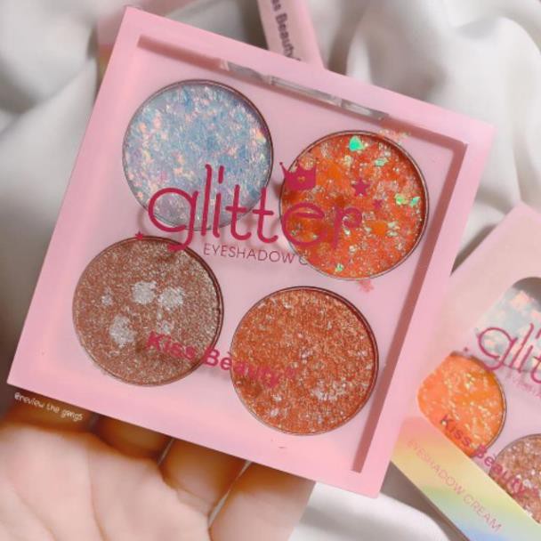 [Nhập NCAK7 Giảm 5%] Nhủ mắt kim tuyến 4 ô Glitter Kiss Beauty