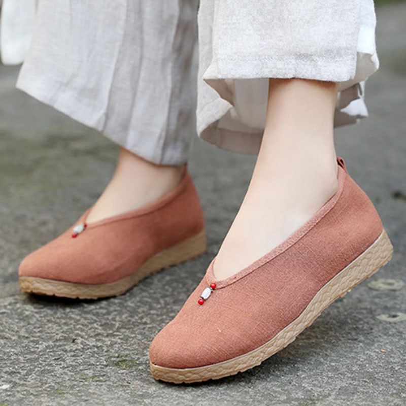 Giày vải nữ nút_cổ trang