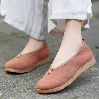 Giày vải nữ nút_cổ trang
