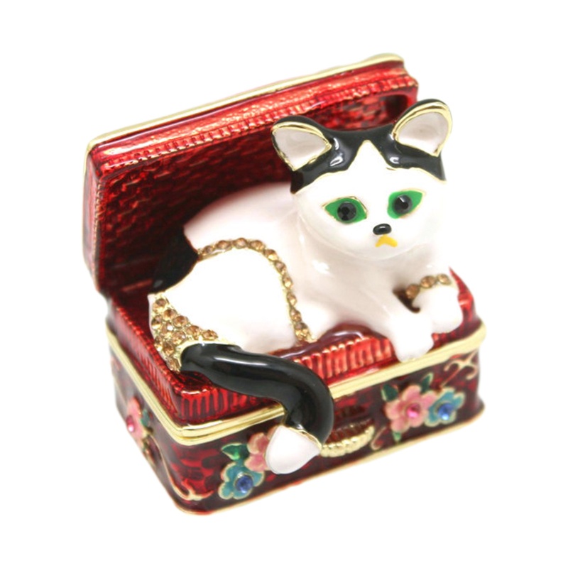 Flgo Hộp Đựng Trang Sức Hình Chú Mèo Tráng Men Mini Thời Trang Dùng Để Trang Trí Nội Thất