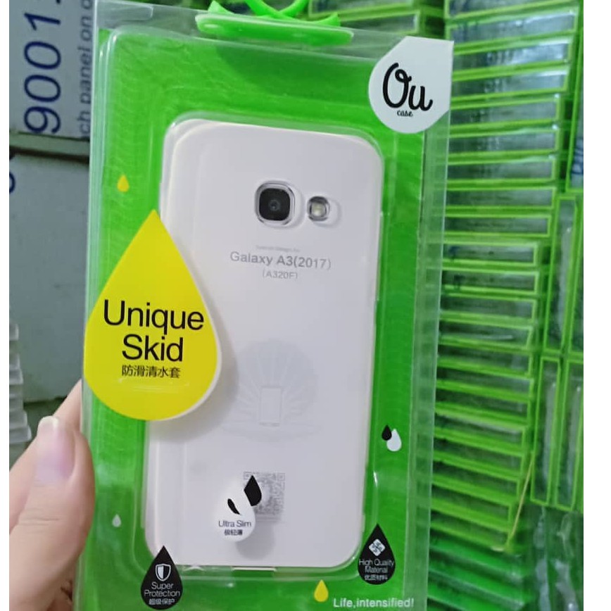 Ốp lưng silicone dẻo trong suốt SamSung Galaxy A3 2017 chính hãng Ou Case, Vu Case