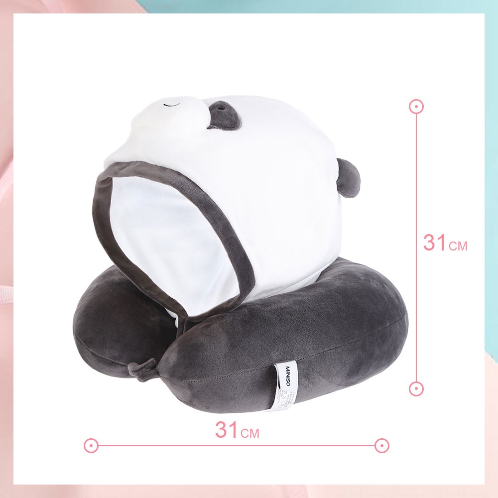 Gối chữ U liền nón Miniso x We bare bears (Grizz)