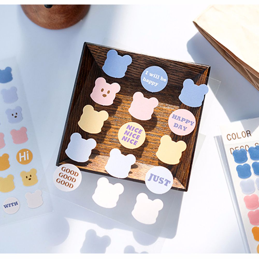 Bộ 3 miếng dán trang trí sổ tay/notebook hình gấu dễ thương chống thấm nước ELEGANT81