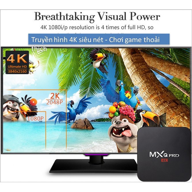  TVbox tivi box MXQ chip S905W xịn + Bàn phím Kiêm chuột mini (có ánh sáng) - (0003+0005)