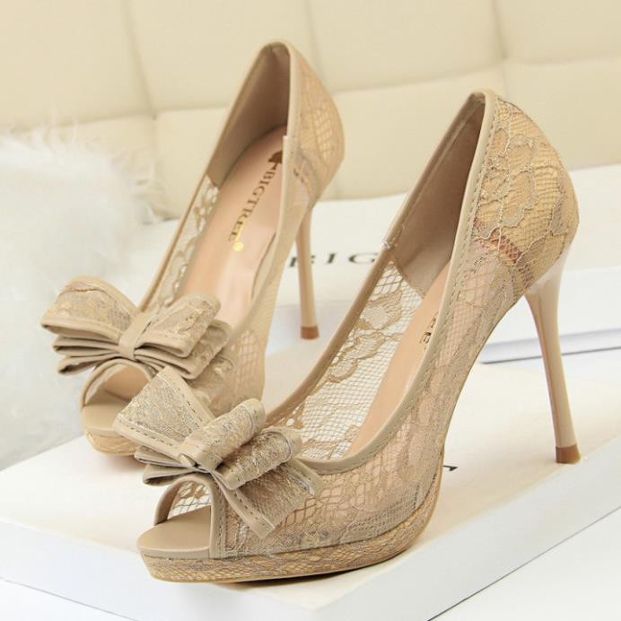 GIÀY CAO GÓT BIGTREE ĐÚP ĐẾ REN NƠ CHÍNH HÃNG 1867-2