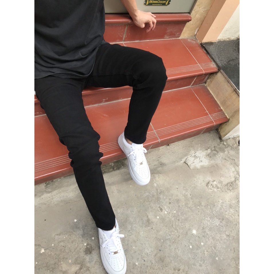 Quần Jean Nam Rách Gối Màu Đen Vải Co Giãn, Không Phai Màu Dáng Skinny Phong Cách Hàn Quốc -J02 | BigBuy360 - bigbuy360.vn