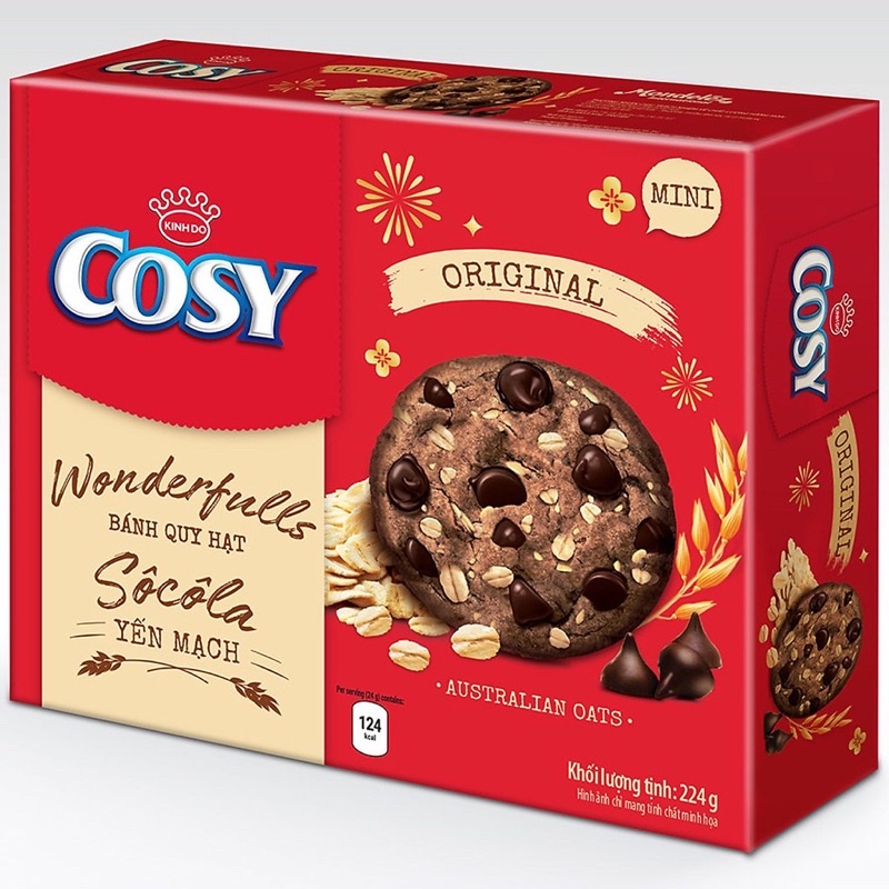 Combo 2 hộp bánh quy Cosy Wonderfulls yến mạch gấp đôi socola 2 x 224g