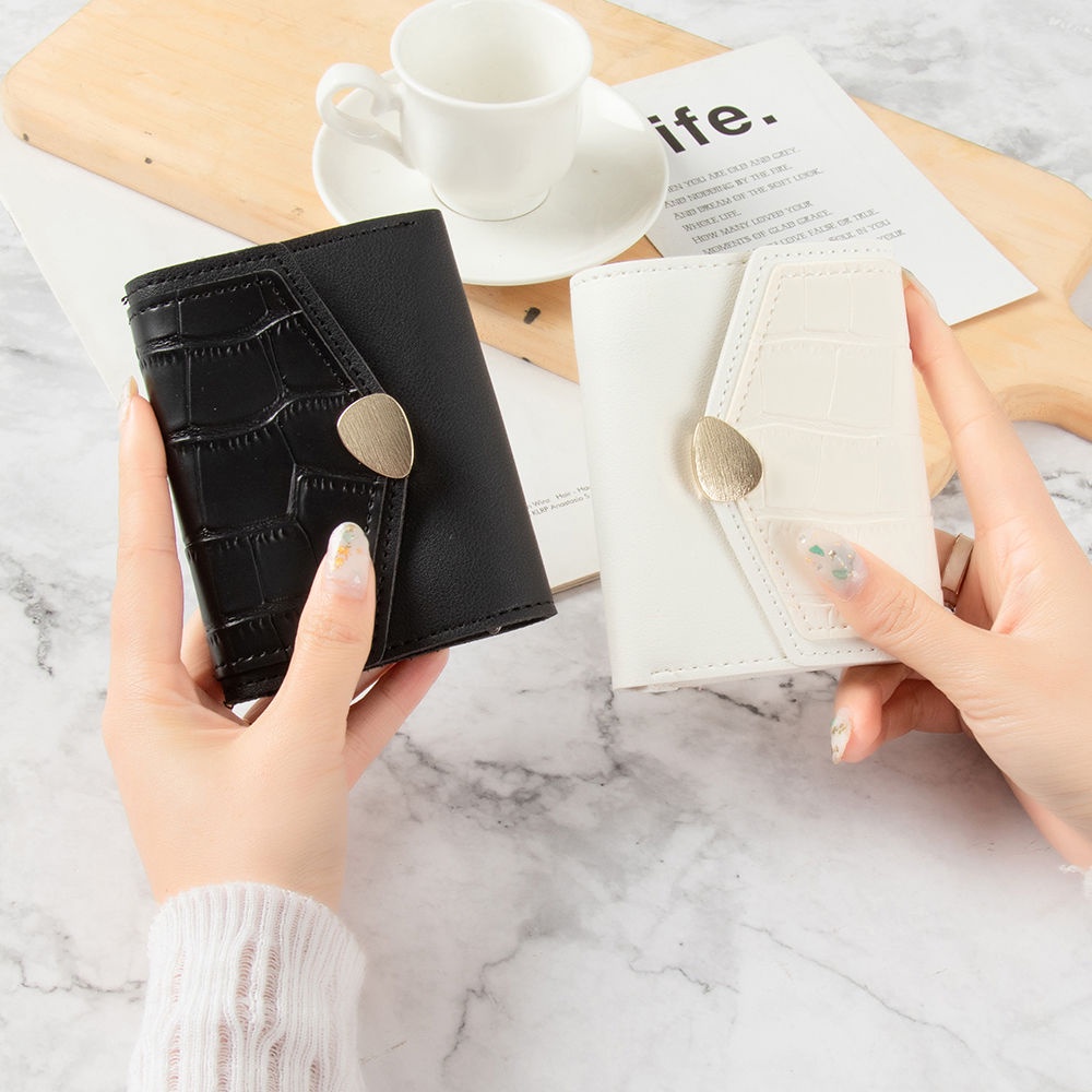 Ví ngắn siêu mỏng nhiều ngăn có khóa kéo tiện dụng