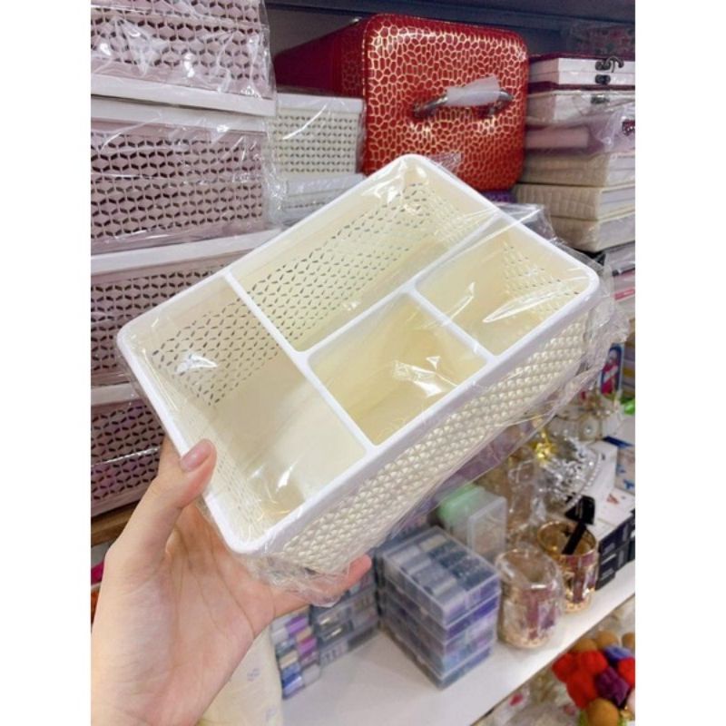 Hộp và rổ đựng dụng cụ làm nail nhựa dẻo abs có 4 ngăn tiện lợi rộng rãi