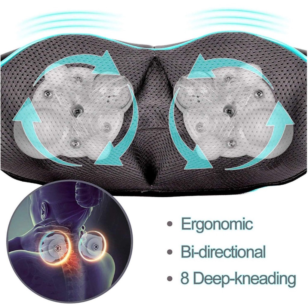 Đai massage giảm mệt mỏi Vai Gáy Cổ nguồn điện 220V/12V Shiatsu Back Home & Car
