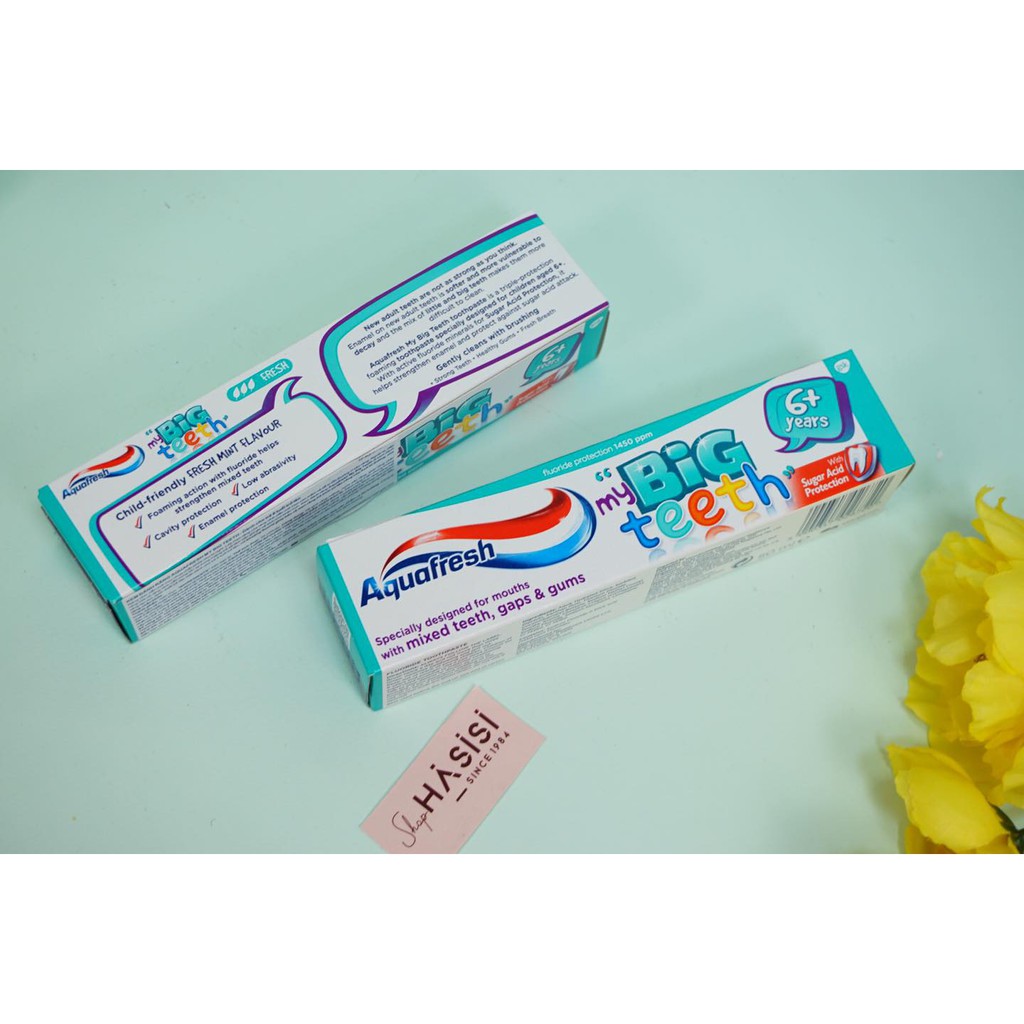 Kem đánh răng AQUAFRESH - My Big Teeth 6+ Years 50ml (KĐR Em Bé Trên 6 Tuổi - Xanh)