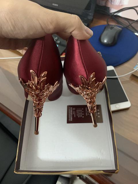 Guốc cao gót đỏ đô size 37