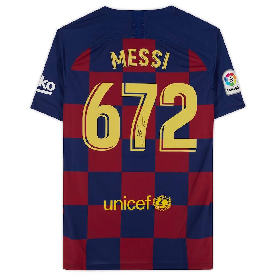 Áo Thun Bóng Đá Dáng Rộng Đội Tuyển Barcelona Mùa Giải 672 Goals 2019 / 2020