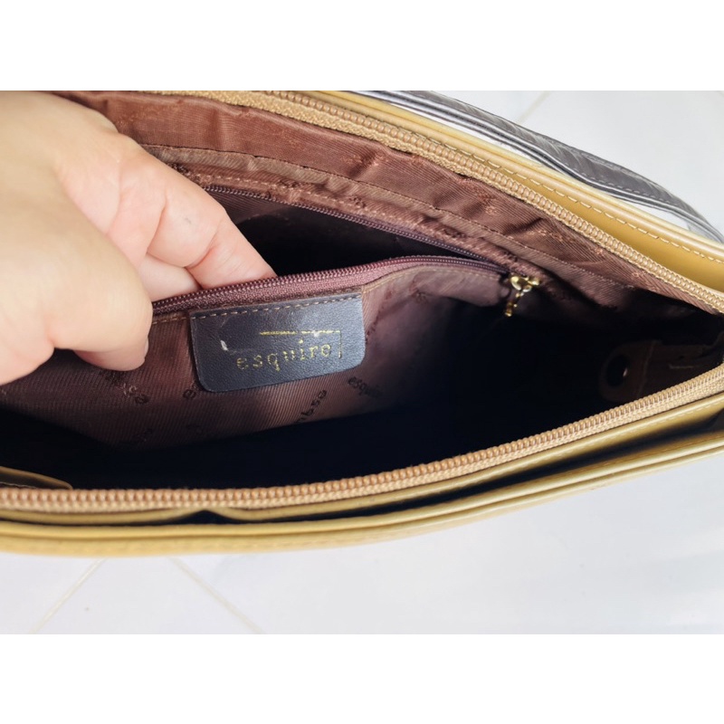 Lc26 Túi si da thật phủ bóng kẹp nách Esquire
