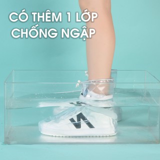 Bọc trùm giày đi mưa có lớp chống ngập, áo mưa cho giày có đế chống trợt, khóa kép zipper
