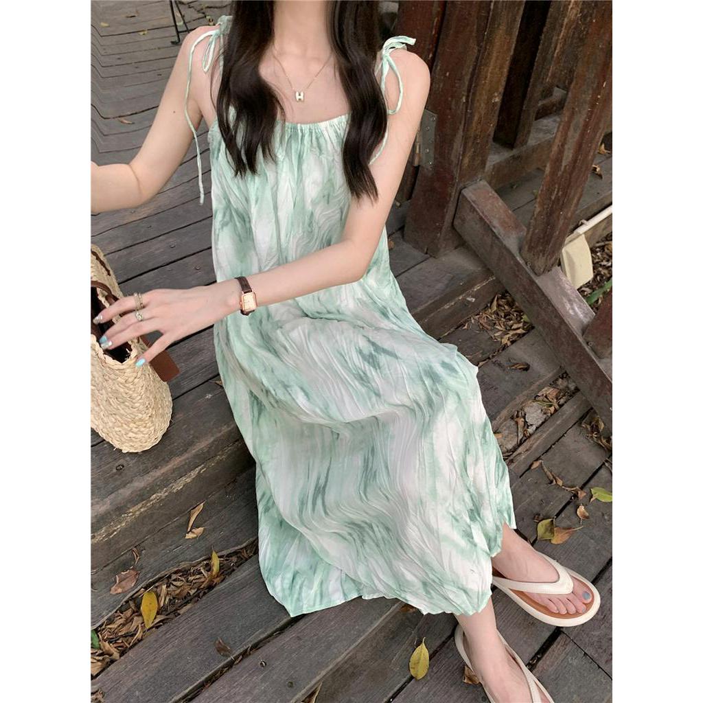 Đầm Hai Dây Dáng Ôm Dài Vừa Phong Cách Retro Pháp 62022