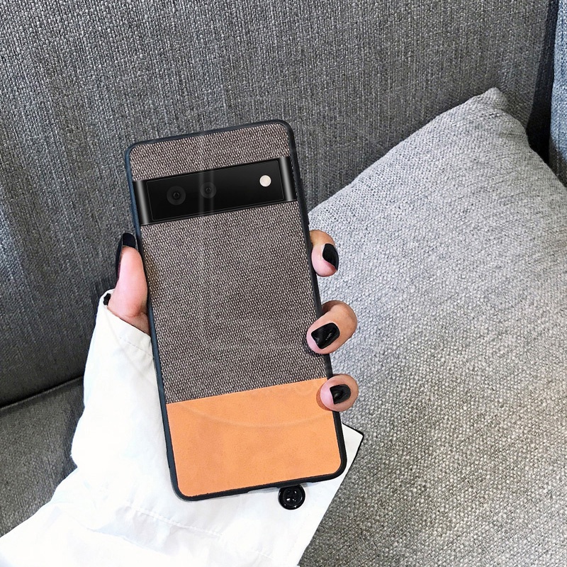 Ốp điện thoại họa tiết ghép vải canvas cho Google Pixel 6 Pro Pixel6