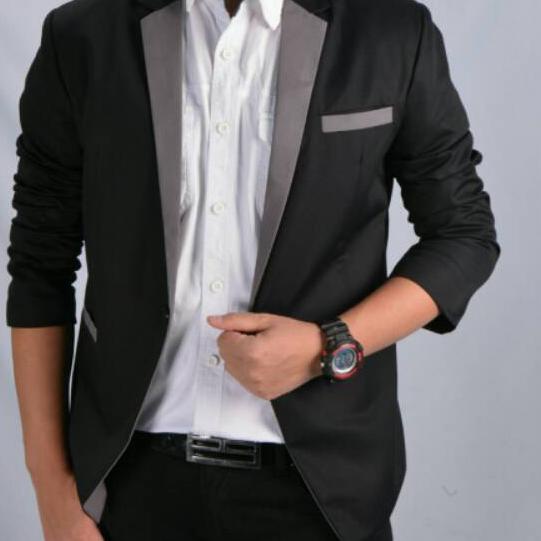 Áo Khoác Blazer Màu Đen Phong Cách Ma Trận Hàn Quốc Cho Nam Dự Tiệc Cưới