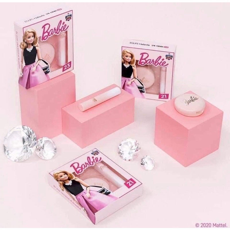 Set phấn phủ + son kem Eglips Blur Powder Pact x Barbie limited Edition