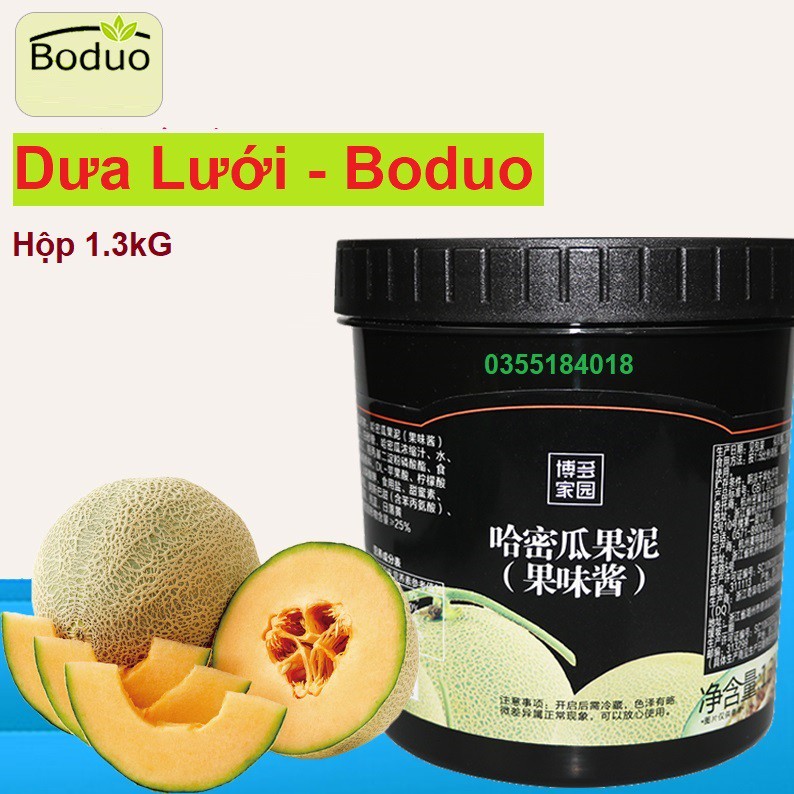 Mứt sốt Dưa lưới Boduo Pha chế trà sữa - trà hoa quả Hộp 1.3kG Hàng chính hãng