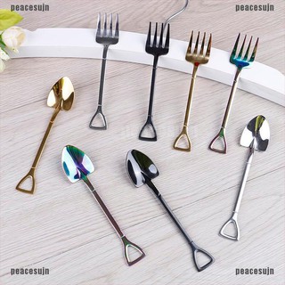 1 Muỗng / Nĩa / Dao Hình Xẻng Bằng Thép Không Gỉ Nhiều Màu