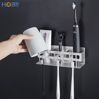 Kệ để bàn chải kem đánh răng 3 ngăn dán tường inox 304 Hobby home decor CD4M
