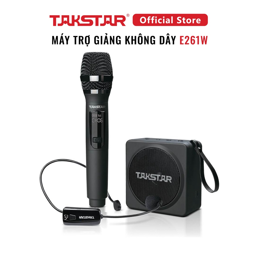 Máy Trợ Giảng Không Dây Takstar E261W Công Suất Lớn 25W, Trang Bị Mic Cầm Tay/Cài Đầu, Chính Hãng Cao Cấp Bảo Hành 1 Năm