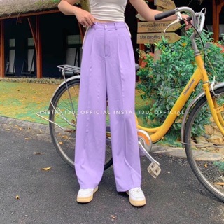 Quần ống suông khóa trước `